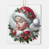 Kerst Angel en Holly Keramisch Ornament (Links)