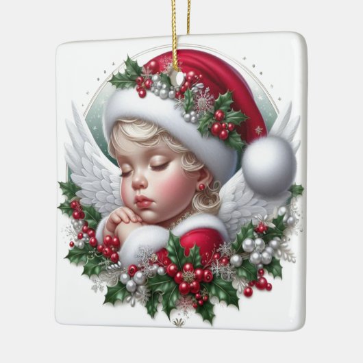Kerst Angel en Holly Keramisch Ornament (Links)