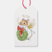 Kerst Angel Mouse met krans Gift Label Cadeaulabel (Voorkant)