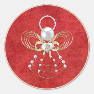 Kerst Angel of Joy - Rood Ronde Sticker