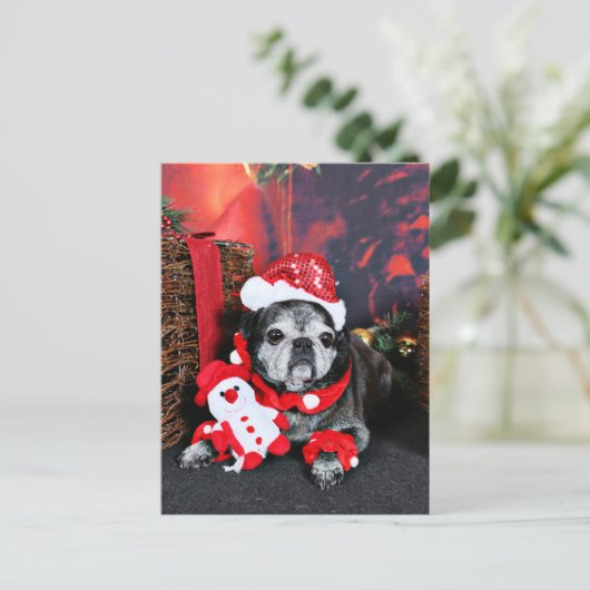 Kerst - Angel - Pug Feestdagenkaart (Staand voorkant)