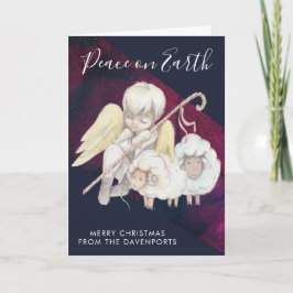 Kerst Angel Shepherd met Lambs Vakantie Kaart