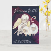 Kerst Angel Shepherd met Lambs Vakantie Kaart (Gele Bloem)