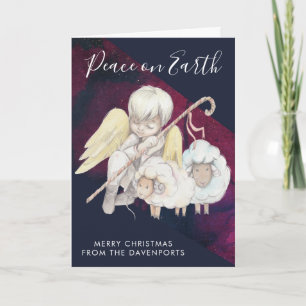 Kerst Angel Shepherd met Lambs Vakantie Kaart