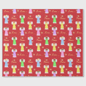 Kerst Angels Rood Cadeaupapier (Vlak)