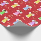 Kerst Angels Rood Cadeaupapier (Hoek)