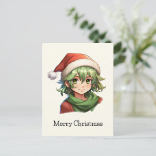 Kerst Anime Elf Portret Feestdagenkaart