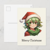 Kerst Anime Elf Portret Feestdagenkaart (Voorkant / Achterkant)