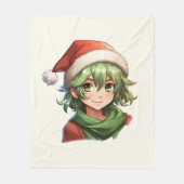 Kerst Anime Elf Portret Fleece Deken (Voorkant)