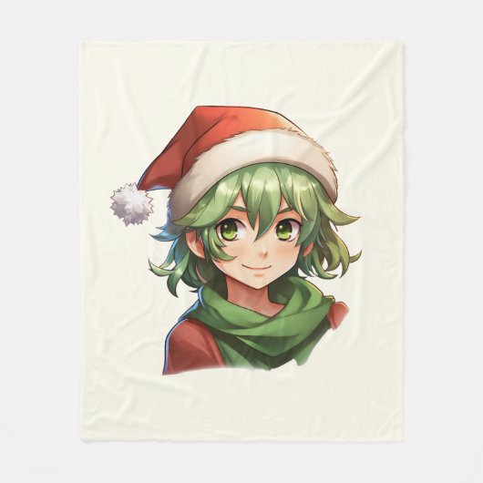 Kerst Anime Elf Portret Fleece Deken (Voorkant)