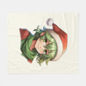 Kerst Anime Elf Portret Fleece Deken (Voorkant (Horizontaal))