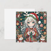 Kerst Anime meisje Feestdagenkaart (Voorkant / Achterkant)