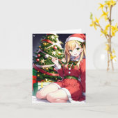 Kerst Anime Q - AI Kaart (Gele Bloem)