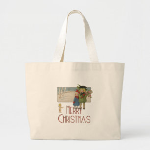 Kerst Antiek Kinderen Illustratie 1920 Grote Tote Bag