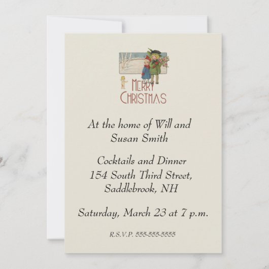 Kerst Antiek Kinderen Illustratie 1920 Kaart (Achterkant)