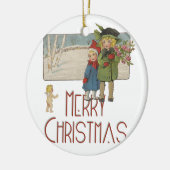 Kerst Antiek Kinderen Illustratie 1920 Keramisch Ornament (Links)