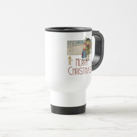 Kerst Antiek Kinderen Illustratie 1920 Reisbeker (Voorkant rechts)