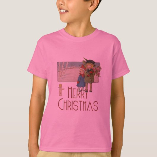 Kerst Antiek Kinderen Illustratie 1920 T-shirt (Voorkant)