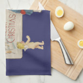 Kerst Antiek Kinderen Illustratie 1920 Theedoek (Quarter Fold)