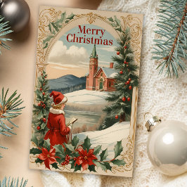 Kerst Antiek Motif Lijst Vakantie Groet Auto Feestdagen Kaart