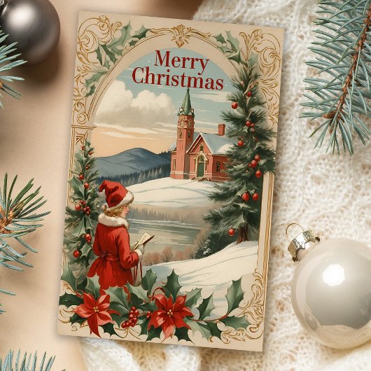 Kerst Antiek Motif Lijst Vakantie Groet Auto Feestdagen Kaart