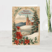 Kerst Antiek Motif Lijst Vakantie Groet Auto Feestdagen Kaart (Voorkant)