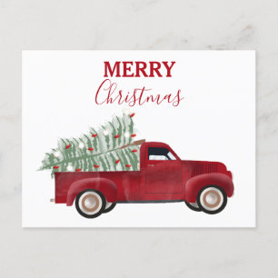 Kerst Antiek pick-up truck kerstboom Feestdagenkaart