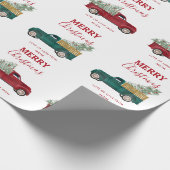 Kerst Antiek pick-up truck Xmas Tree Custom Cadeaupapier (Hoek)