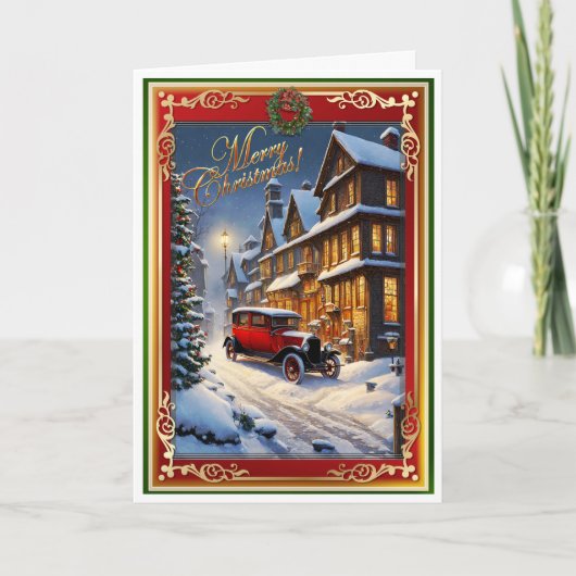 Kerst Antieke auto Kaart (Voorkant)