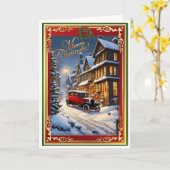 Kerst Antieke auto Kaart (Gele Bloem)