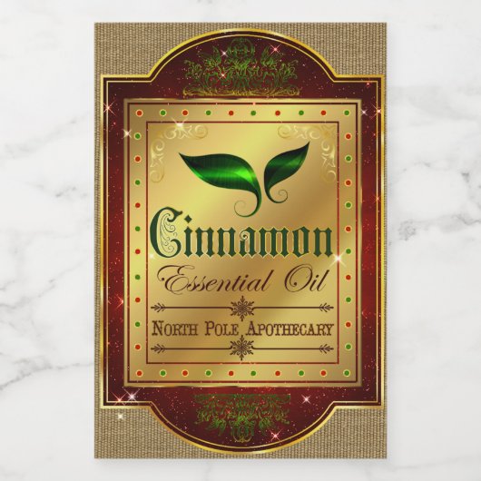 Kerst Apothecary Kaneel Label Voedselcontainer Etiket (Enkel label)