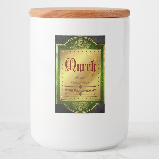 Kerst Apothecary Myrrh Label Voedselcontainer Etiket (Voorkant)