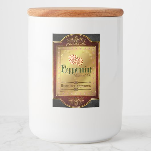 Kerst Apothecary Pepermunt Label Voedselcontainer Etiket (Voorkant)