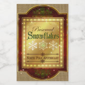 Kerst Apothecary Snowflakes Label Voedselcontainer Etiket (Enkel label)