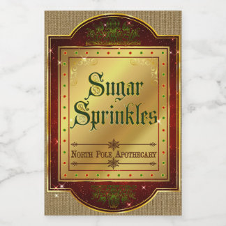 Kerst Apothecary Sugar Sprinkles Label Voedselcontainer Etiket