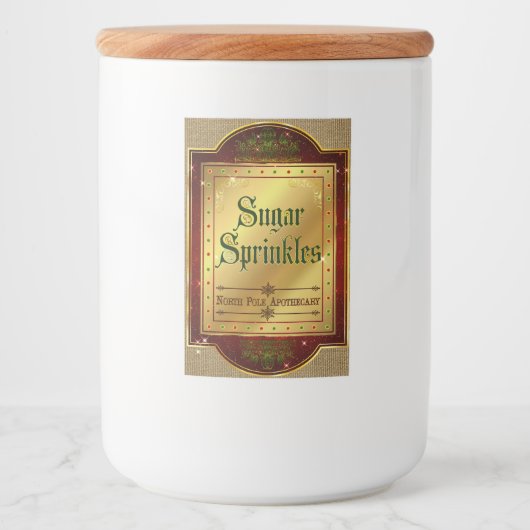 Kerst Apothecary Sugar Sprinkles Label Voedselcontainer Etiket (Voorkant)