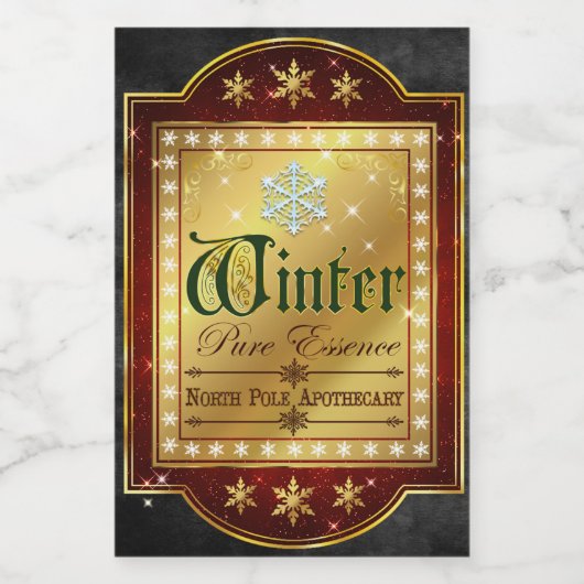 Kerst Apothecary Winter Essence Label Voedselcontainer Etiket (Enkel label)