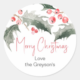Kerst aquarel Dank je wel Ronde Sticker