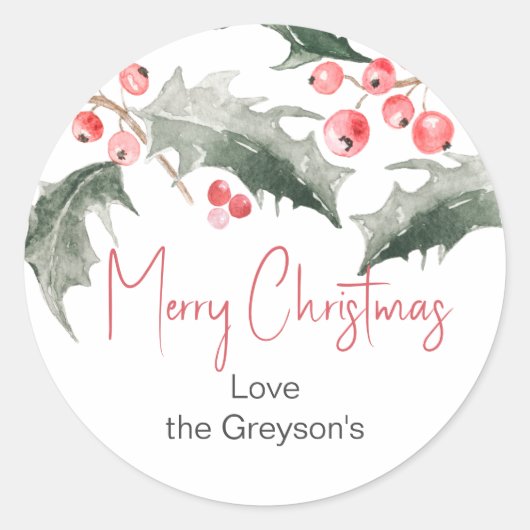 Kerst aquarel Dank je wel Ronde Sticker (Voorkant)