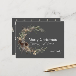 Kerst aquarel zwart Briefkaart