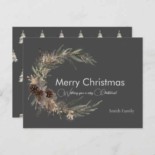 Kerst aquarel zwart Briefkaart (Voorkant / Achterkant)