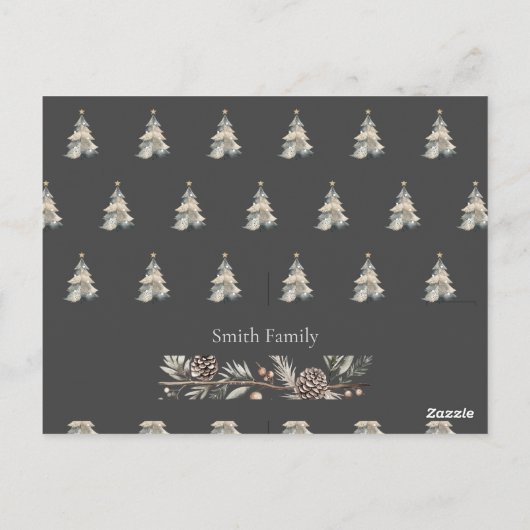 Kerst aquarel zwart Briefkaart (Achterkant)