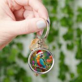 Kerst Ara met Kerstman Hoed-56485 Sleutelhanger (Hand)