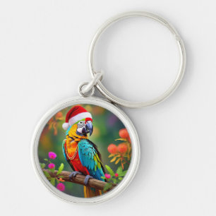 Kerst Ara met Kerstman Hoed-56485  Sleutelhanger