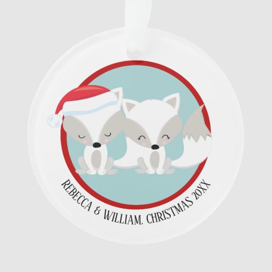 Kerst Arctic Fox gepersonaliseerde foto Ornament (voorkant)