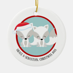 Kerst Arctic Vossen gepersonaliseerd Keramisch Ornament