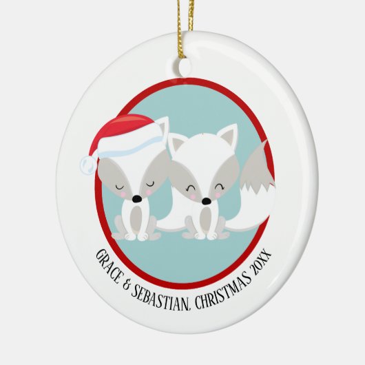 Kerst Arctic Vossen gepersonaliseerd Keramisch Ornament (Links)