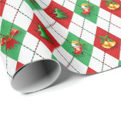Kerst Argyle Patroon Retro Gift Wrapping Papier (Rol Hoek)