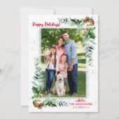 Kerst Arrangement Rood Groen Prettige Feestdagen Feestdagenkaart (Voorkant)