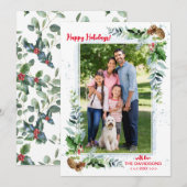 Kerst Arrangement Rood Groen Prettige Feestdagen Feestdagenkaart (Voorkant / Achterkant)